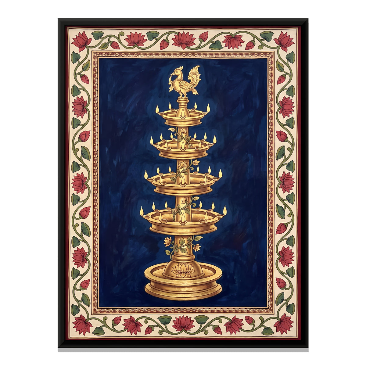Tiered Temple Lamp - framed canvas print, front view