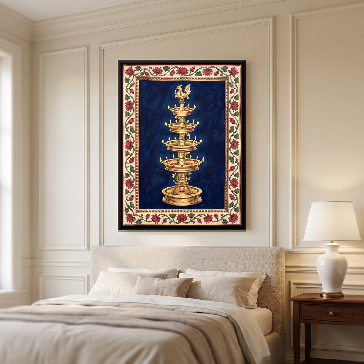 Tiered Temple Lamp - canvas art shown in a second room setting