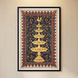 Five-tiered Golden Temple Lamp on Floral Background