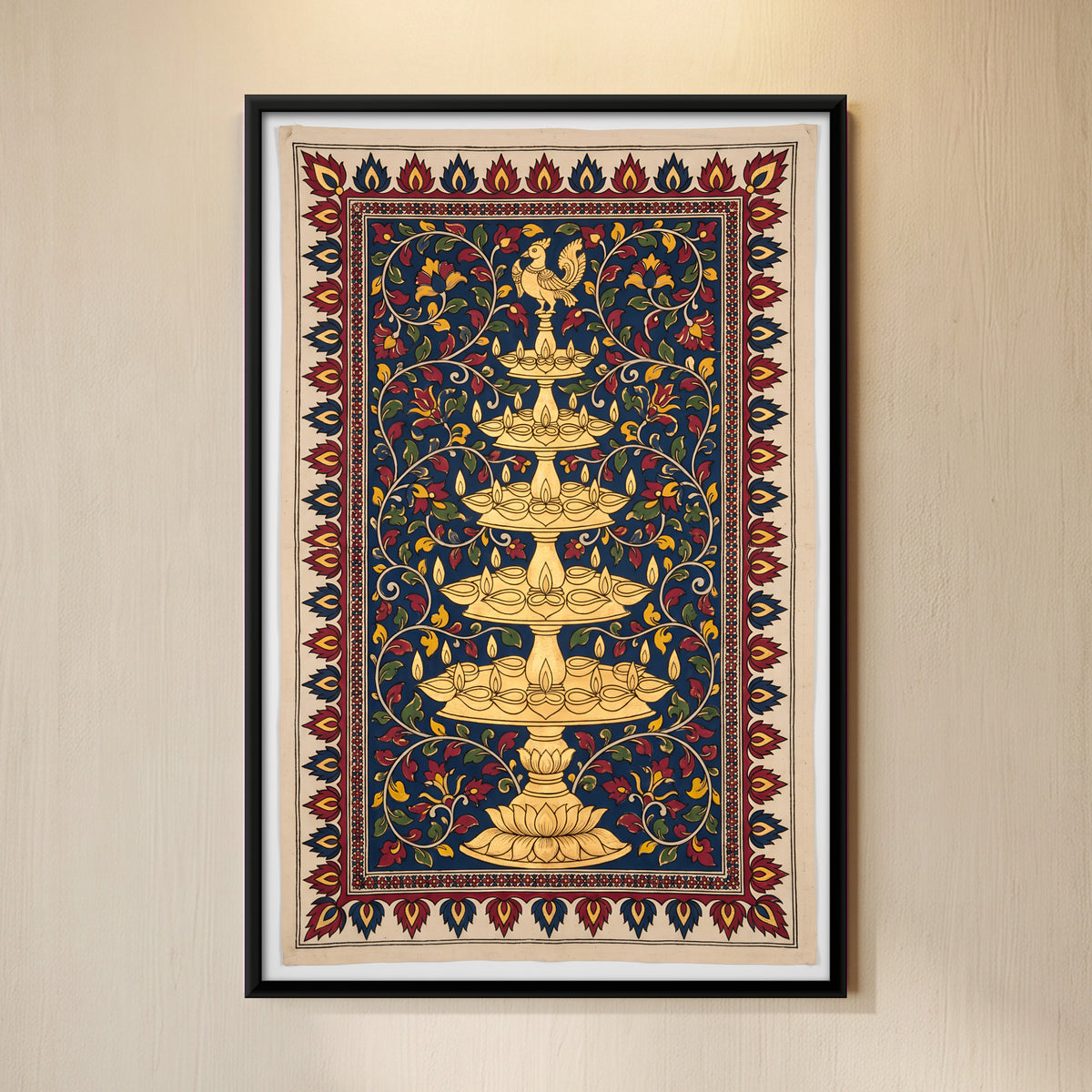Tiered Temple Lamp - framed canvas art hung on a wall