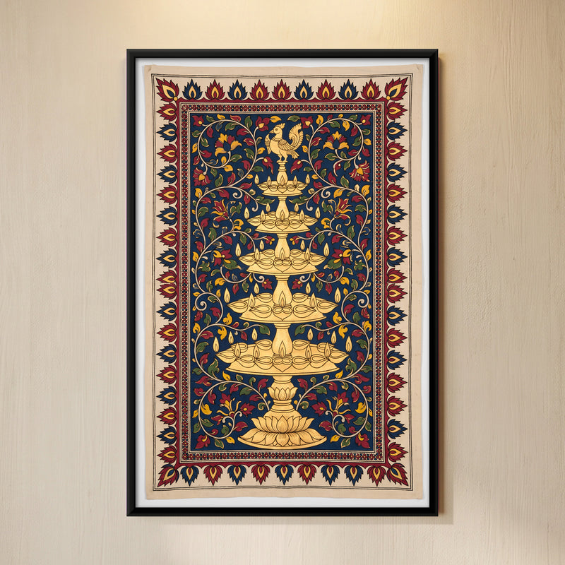 Tiered Temple Lamp - framed canvas art hung on a wall