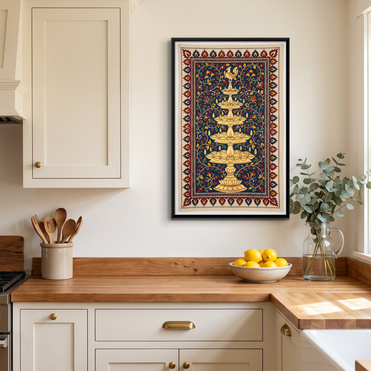 Tiered Temple Lamp - canvas art shown in a second room setting