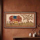 Gau Mata with Calf in Amber