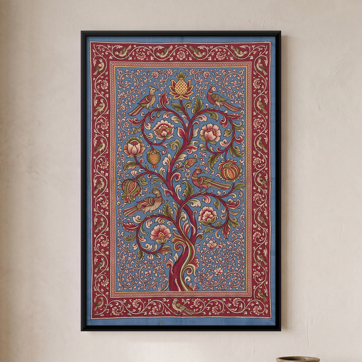Tree of Life with Birds - framed canvas art hung on a wall