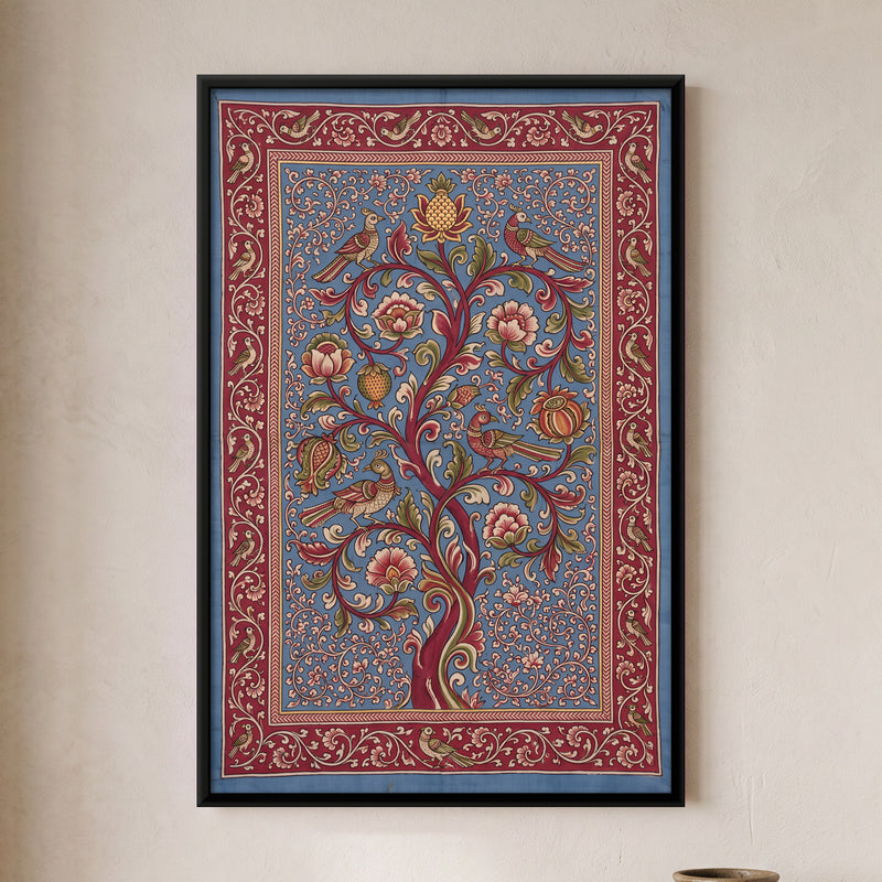 Tree of Life with Birds - framed canvas art hung on a wall