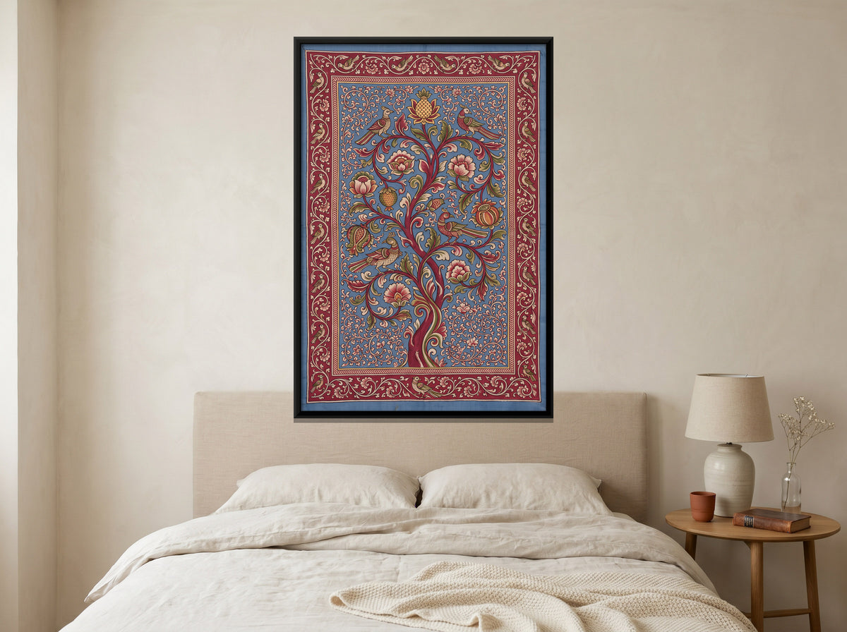 Tree of Life with Birds - canvas art shown in a second room setting