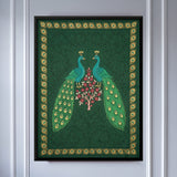 Peacock Pair with Flowering Tree