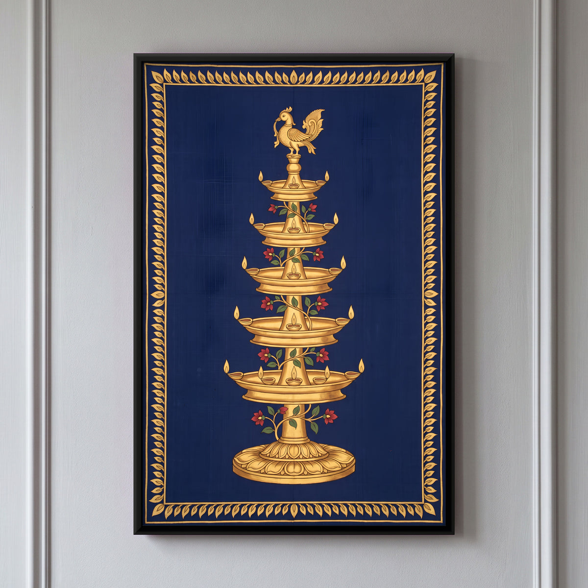 Tiered Temple Lamp - framed canvas art hung on a wall
