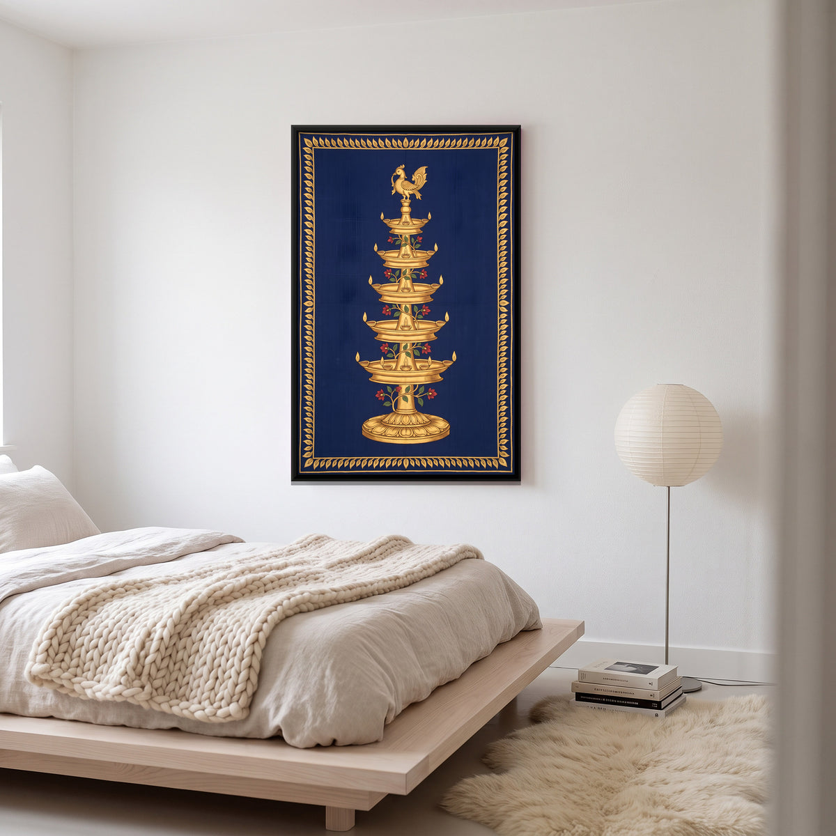 Tiered Temple Lamp - canvas art shown in a styled room