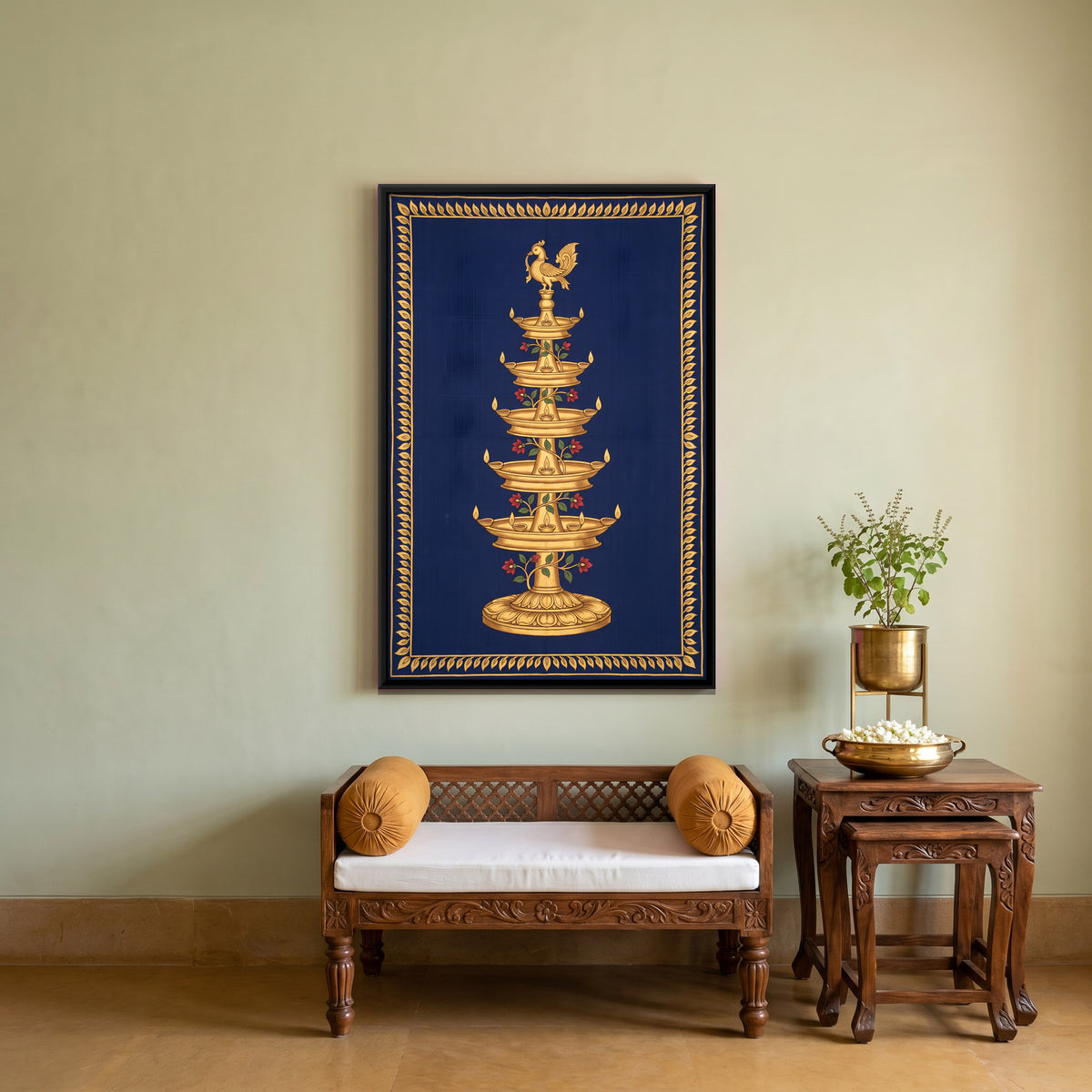 Tiered Temple Lamp - canvas art shown in a second room setting