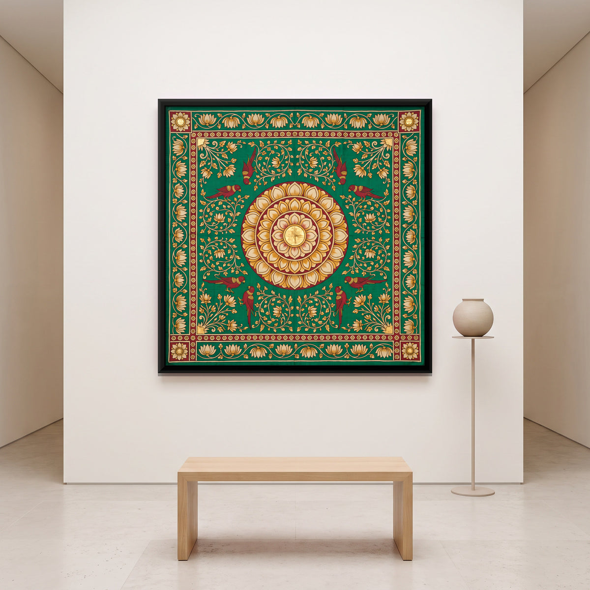 Lotus Medallion - canvas art shown in a second room setting