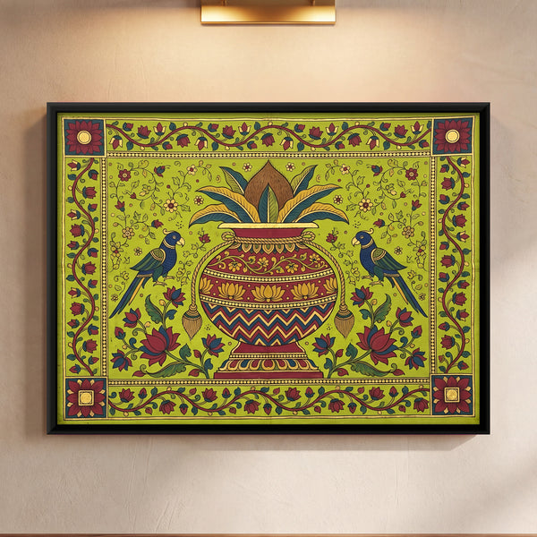 Purna Kalash with Parrots in Gold