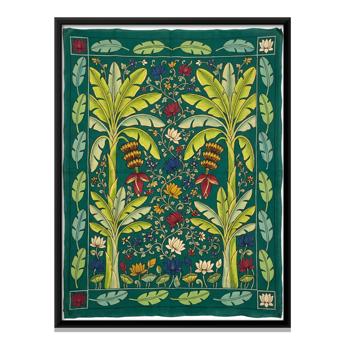 Banana Trees with Lotus - framed canvas print, front view