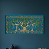 Banyan Tree with Aerial Roots and Birds