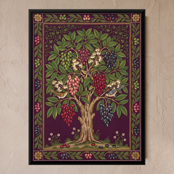 Jamun Tree with Purple Fruit Clusters and Birds