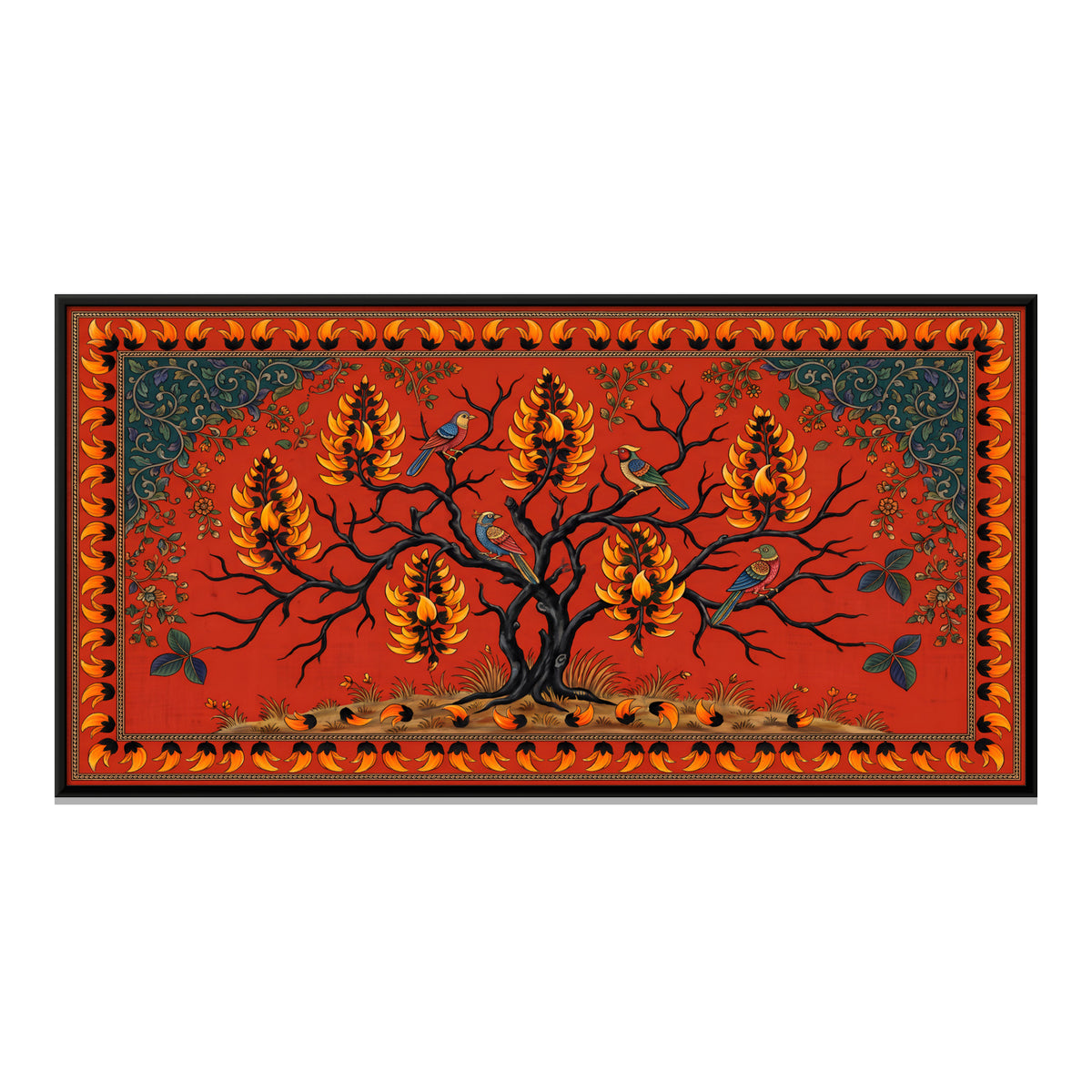 Flame of the Forest Tree - framed canvas print, front view