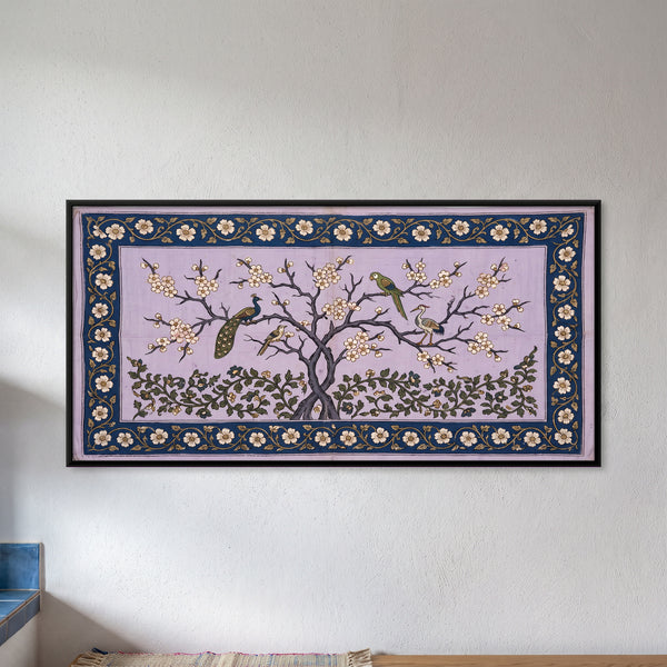 Peacock Under a Blossoming Tree