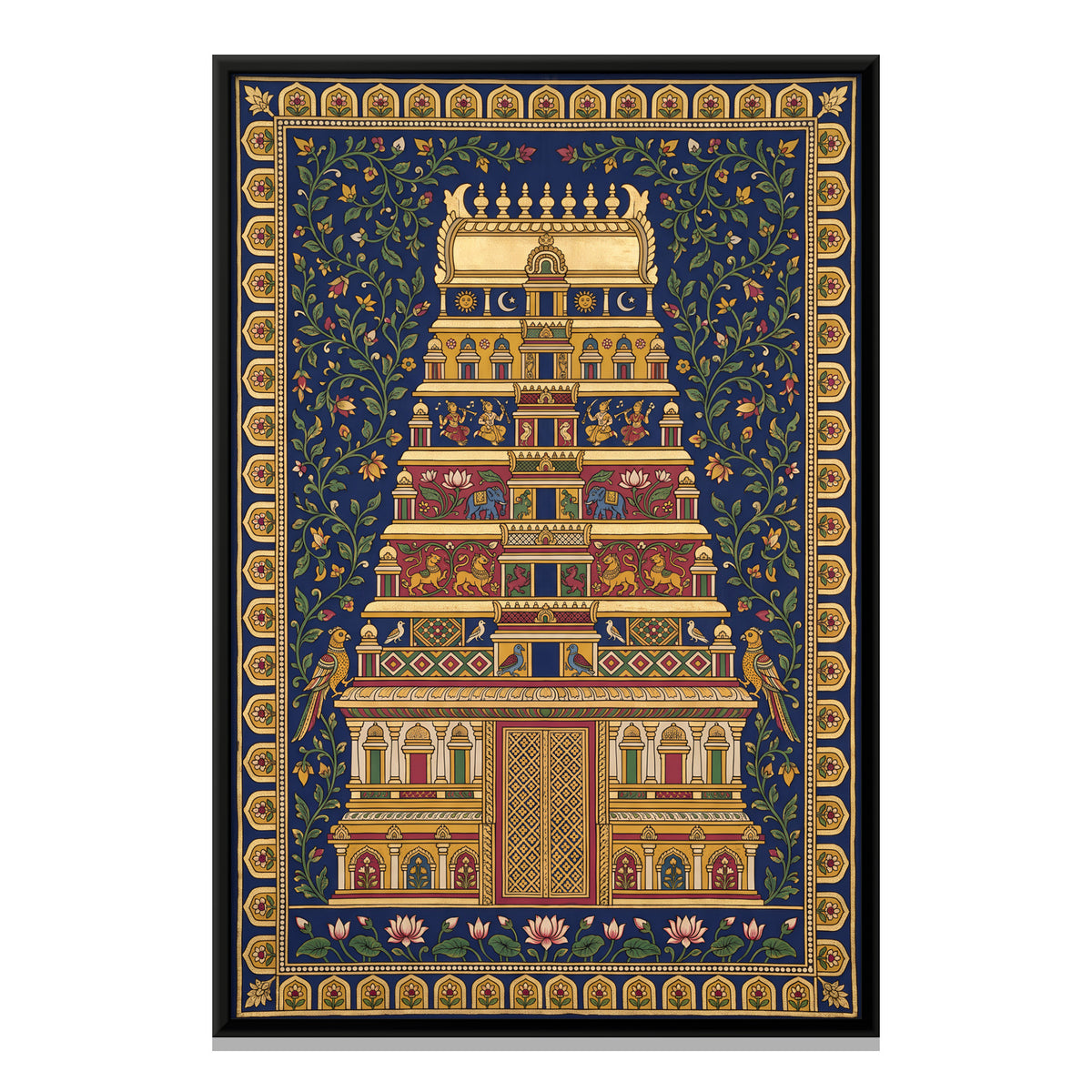 Temple Gopuram - framed canvas print, front view