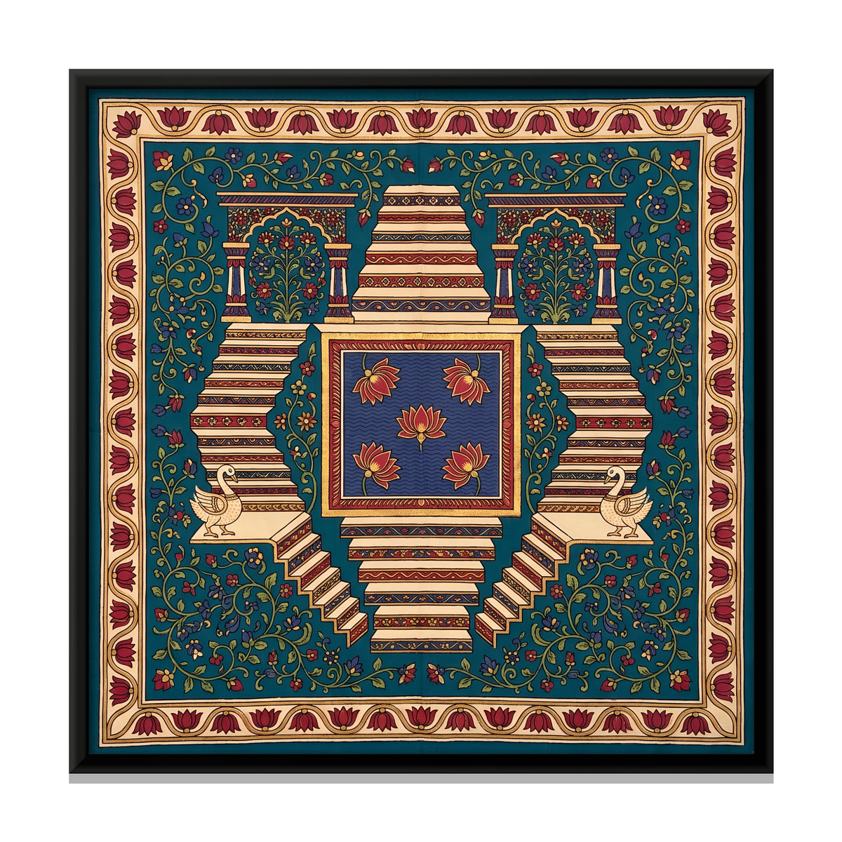 Stepwell with Lotus Pool - framed canvas print, front view
