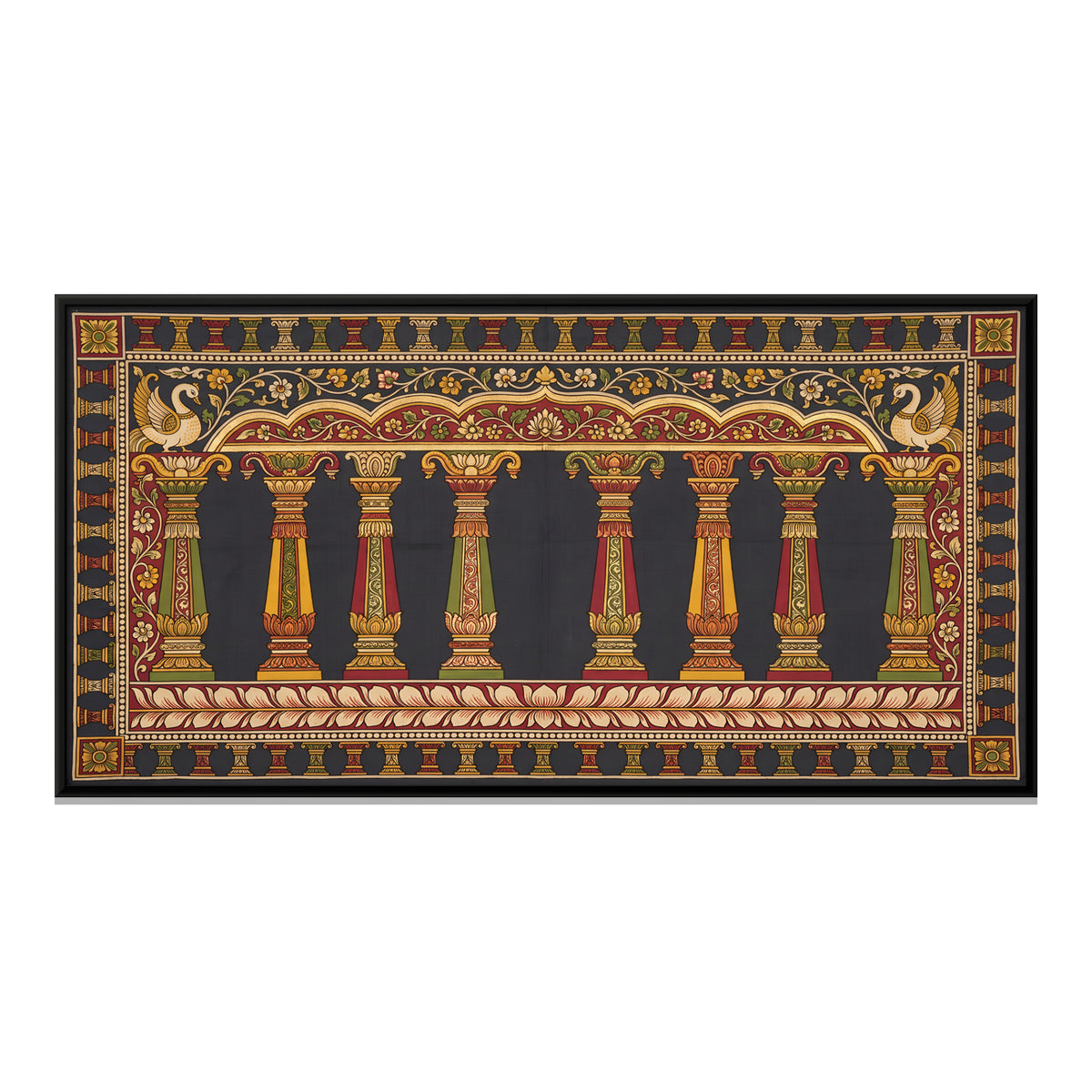 Pillared Temple Hall - framed canvas print, front view