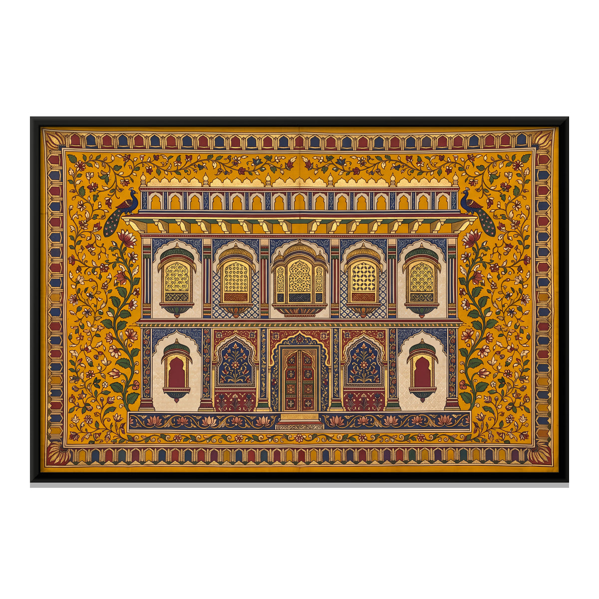 Haveli Facade - framed canvas print, front view