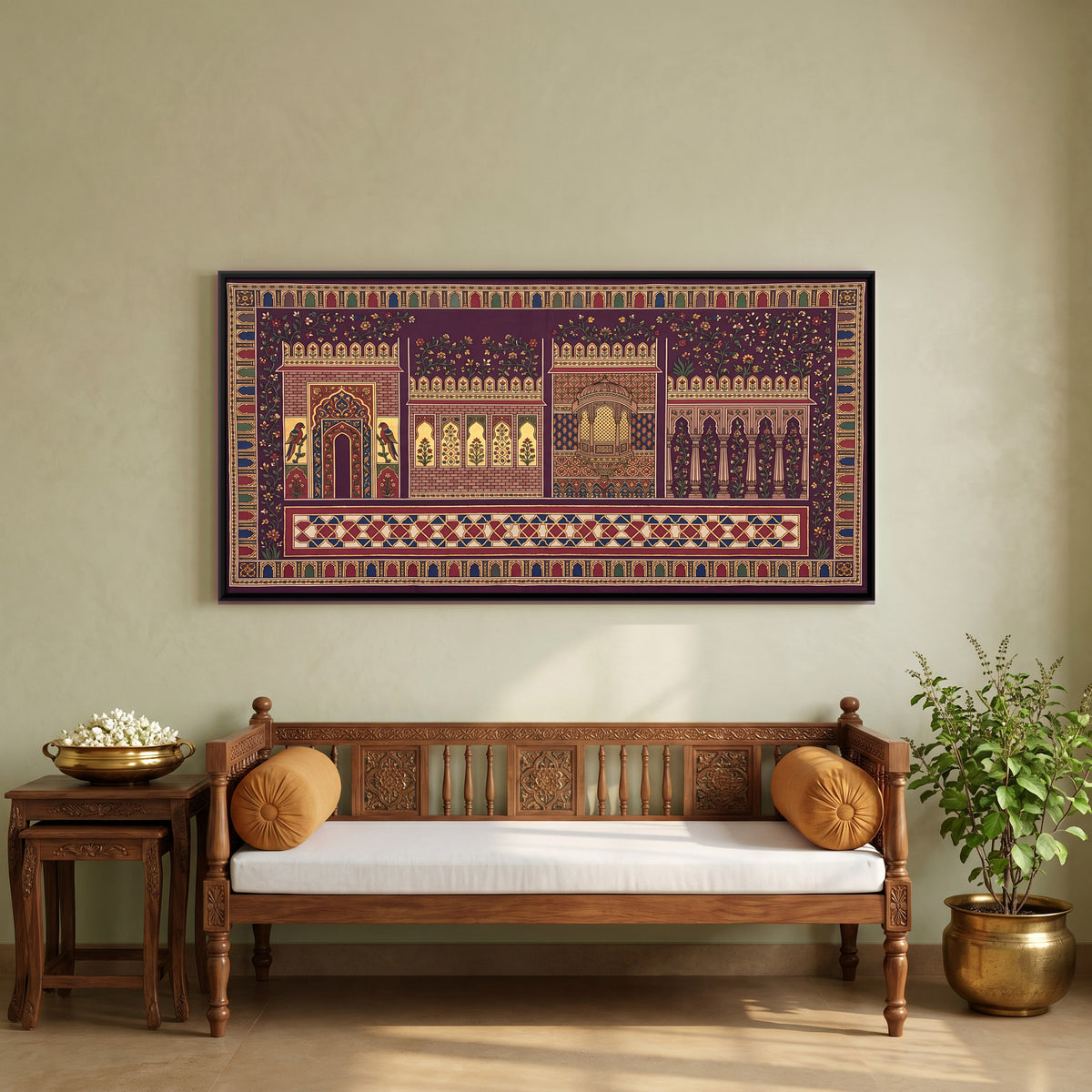 Palace Courtyard - canvas art shown in a second room setting