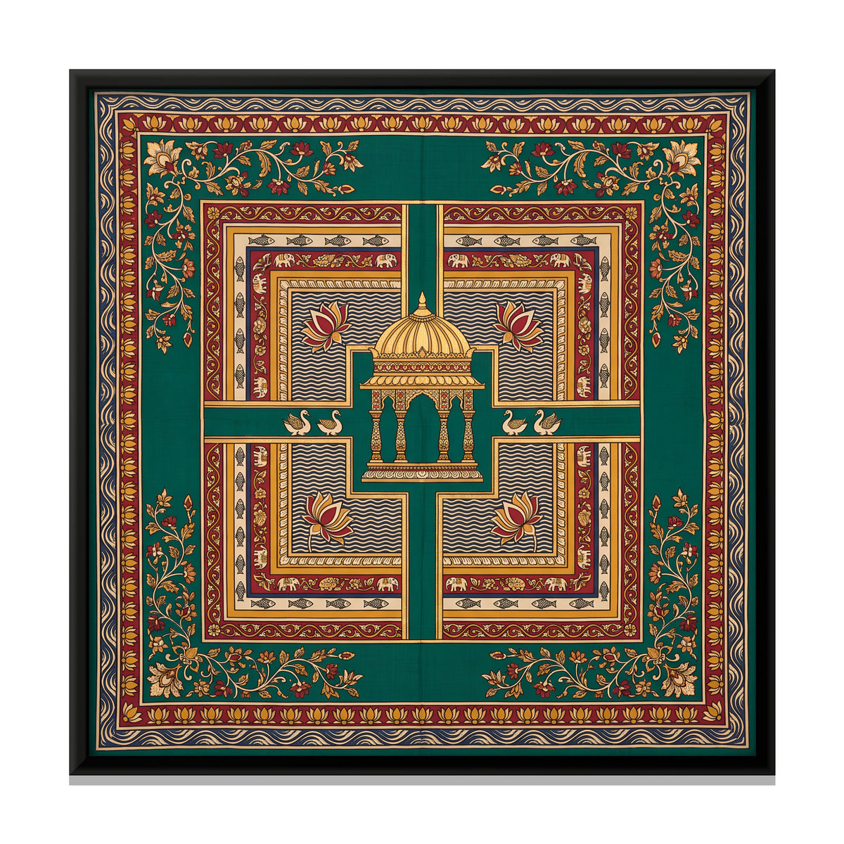 Temple Tank with Pavilion - framed canvas print, front view