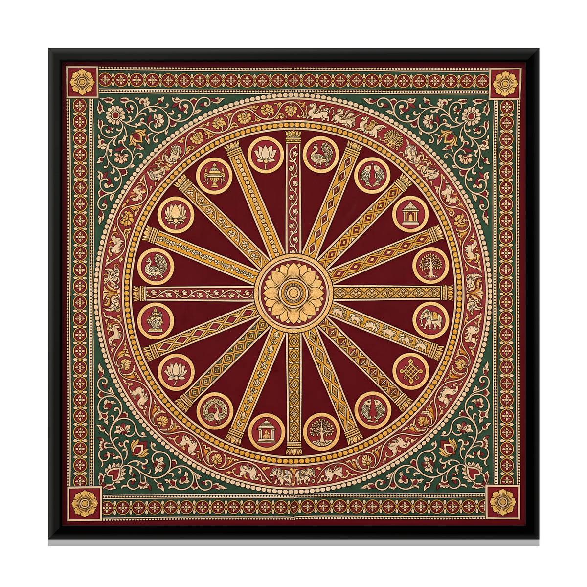 Temple Chariot Wheel - framed canvas print, front view