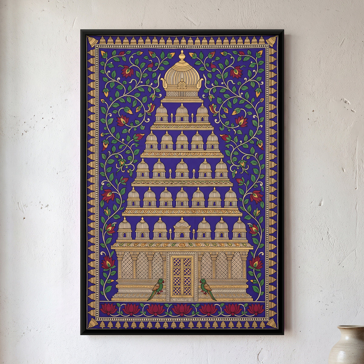 South Indian Temple Tower - framed canvas art hung on a wall