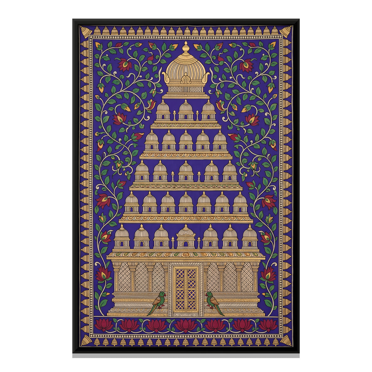 South Indian Temple Tower - framed canvas print, front view