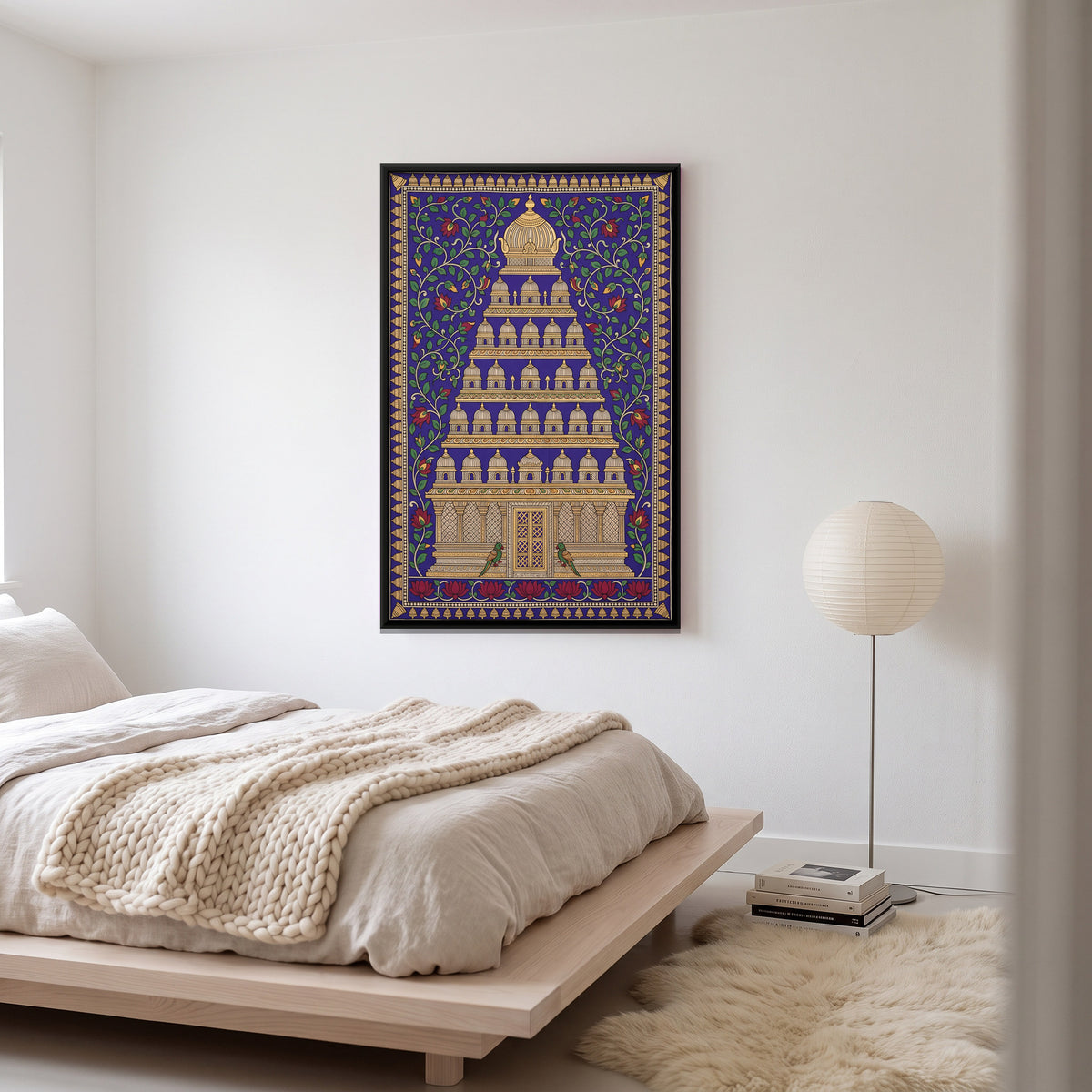 South Indian Temple Tower - canvas art shown in a styled room