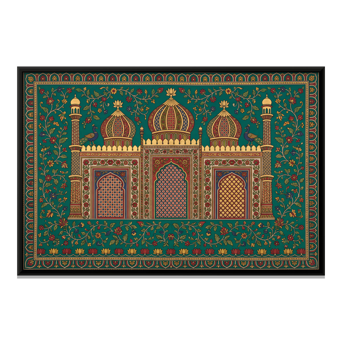 Three Domed Mosque - framed canvas print, front view