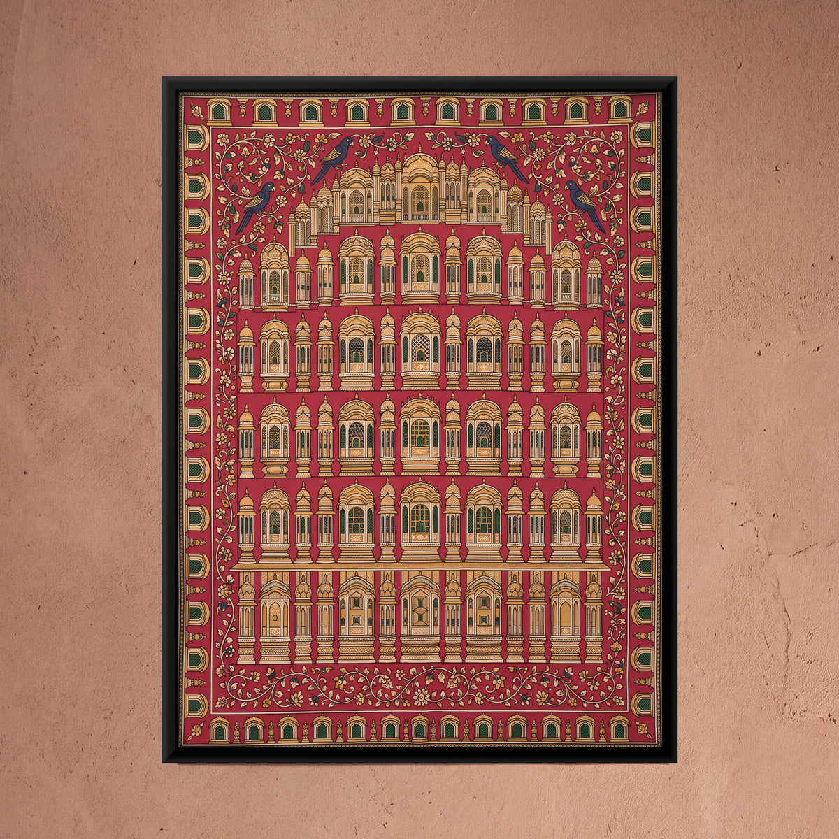 Hawa Mahal Facade - framed canvas art hung on a wall