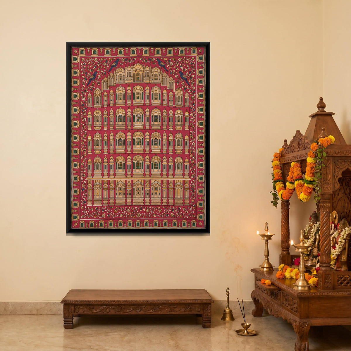 Hawa Mahal Facade - canvas art shown in a styled room