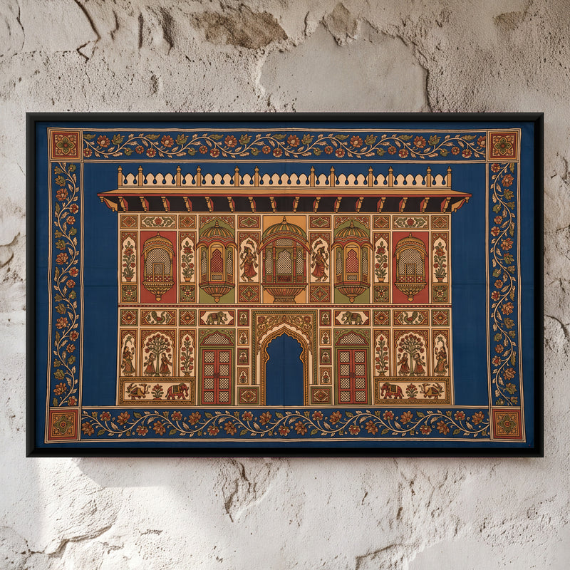 Carved Palace Gateway - framed canvas art hung on a wall