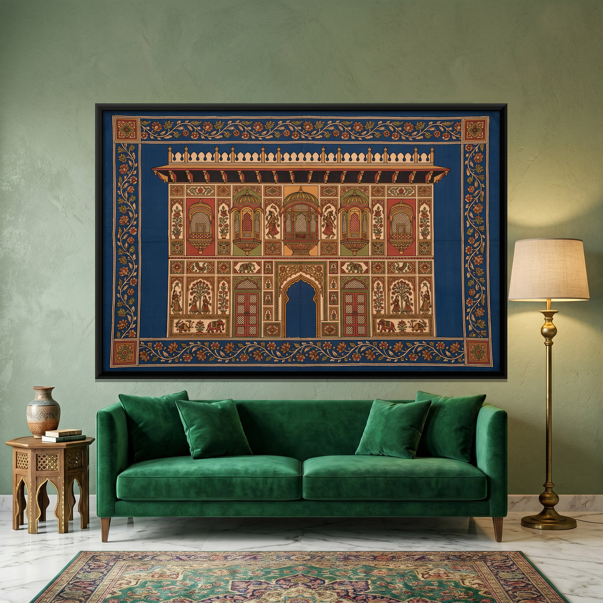 Carved Palace Gateway - canvas art shown in a styled room