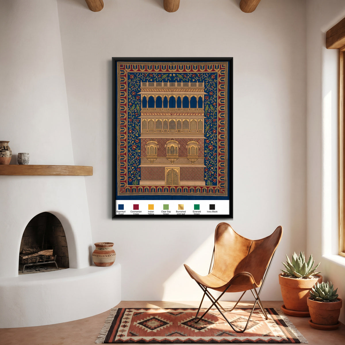 Jaisalmer Haveli Facade - canvas art shown in a styled room