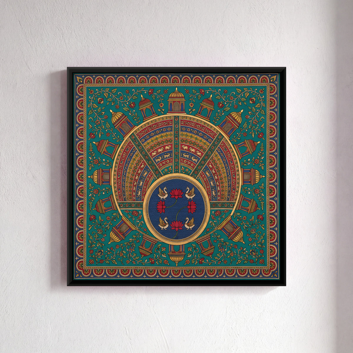 Circular Stepwell - framed canvas art hung on a wall