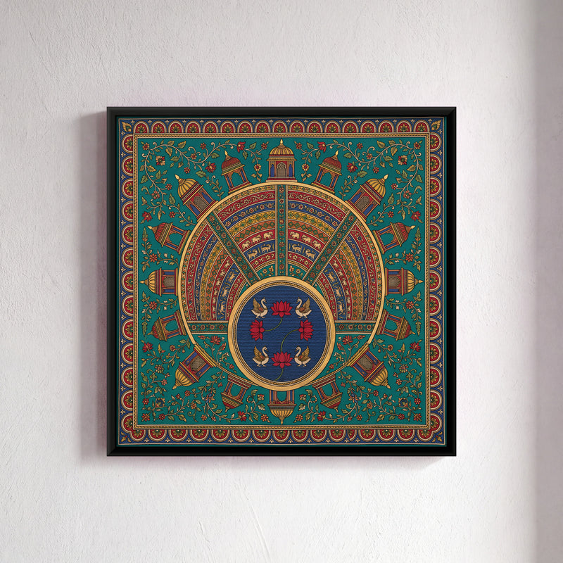 Circular Stepwell - framed canvas art hung on a wall