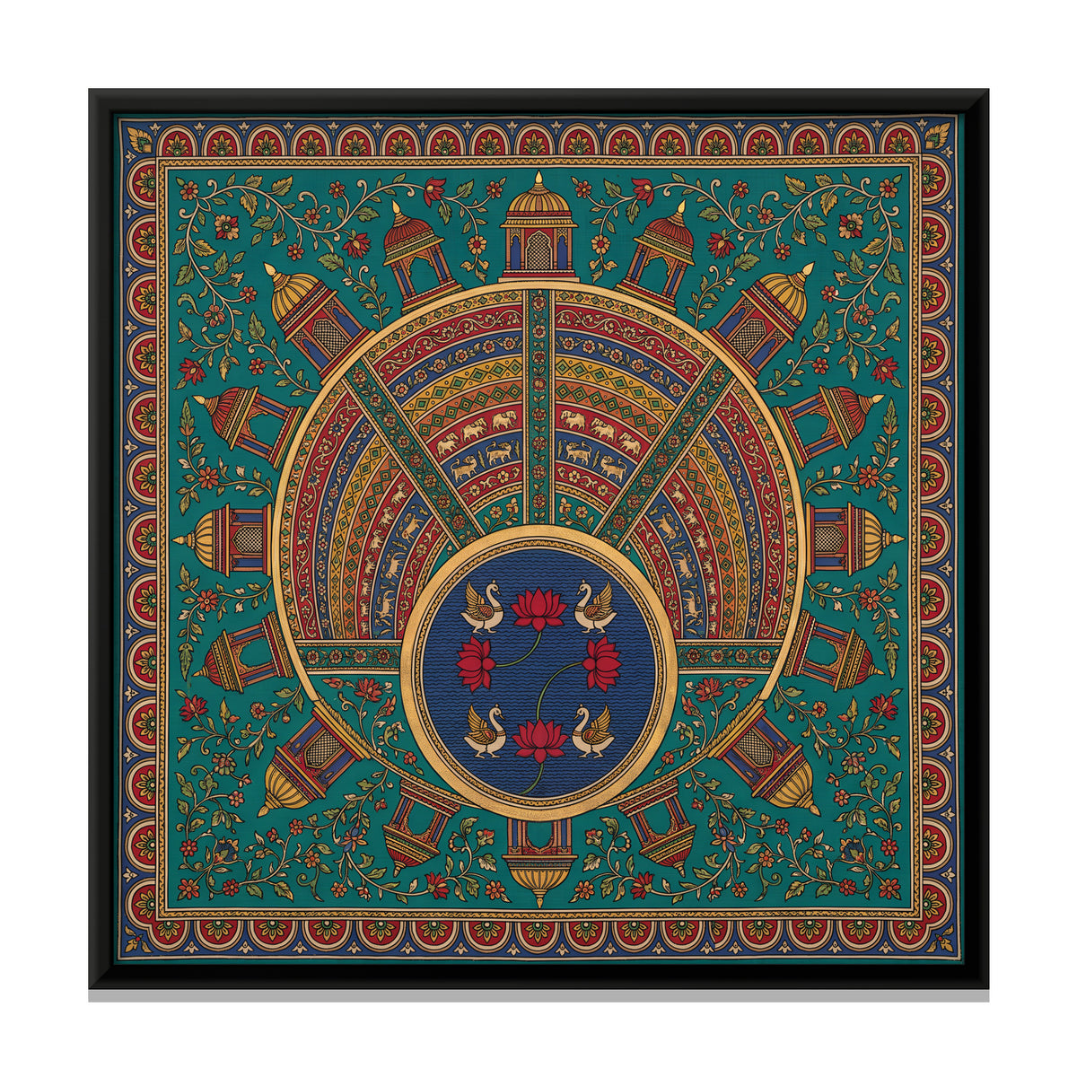 Circular Stepwell - framed canvas print, front view