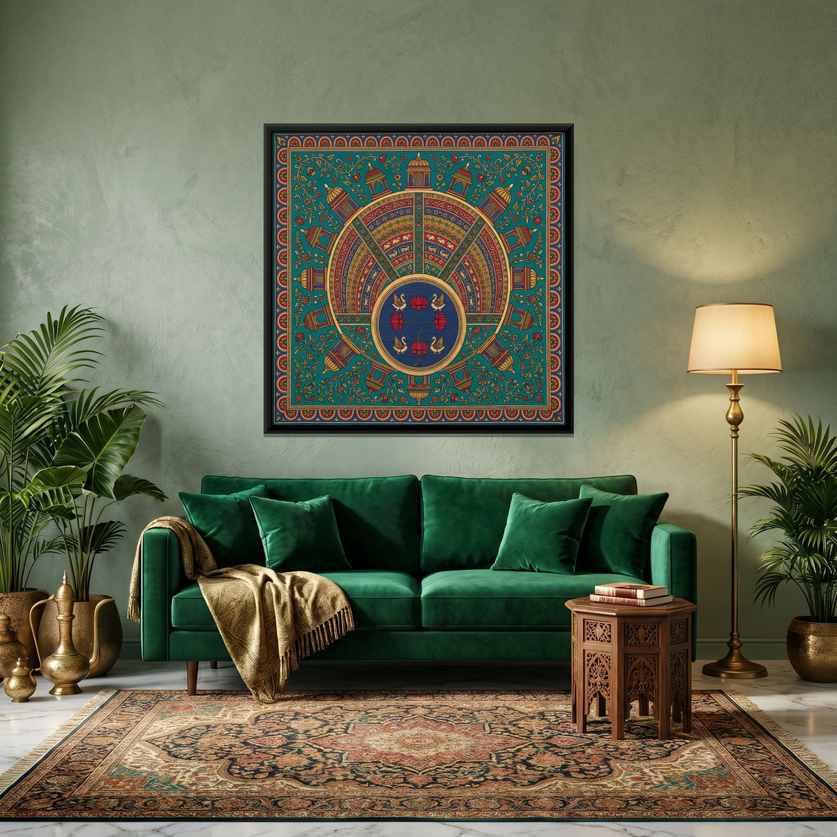 Circular Stepwell - canvas art shown in a styled room