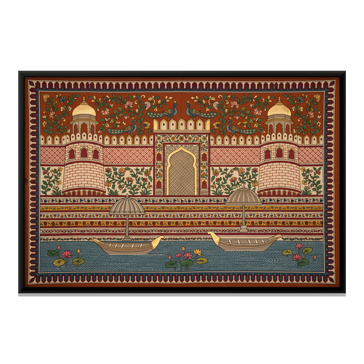 Palace Ghat with Boats - framed canvas print, front view