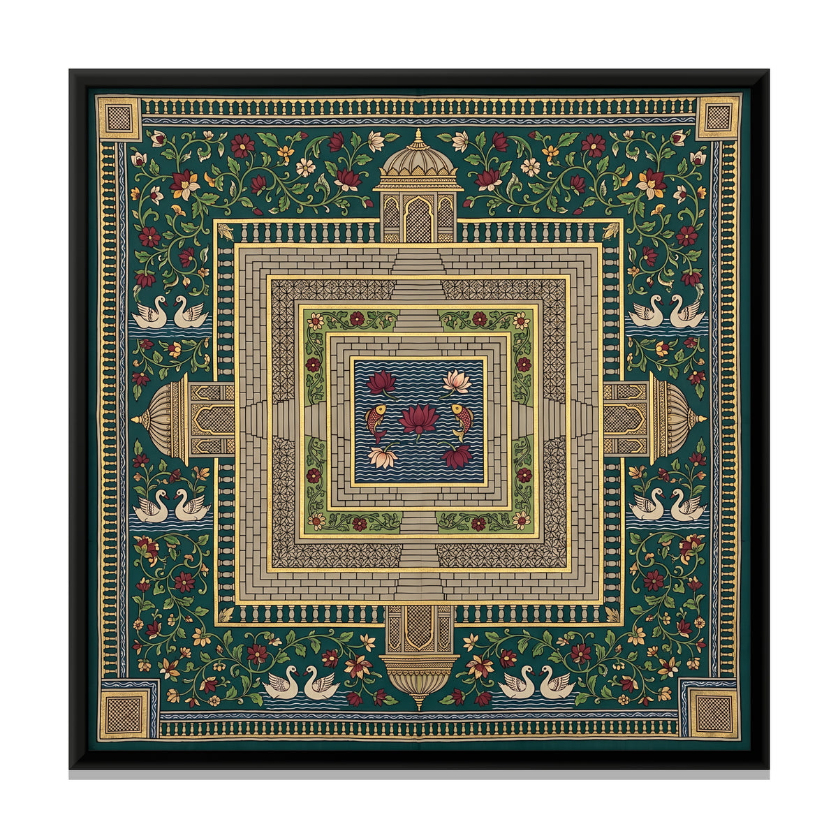 Square Stepwell - framed canvas print, front view