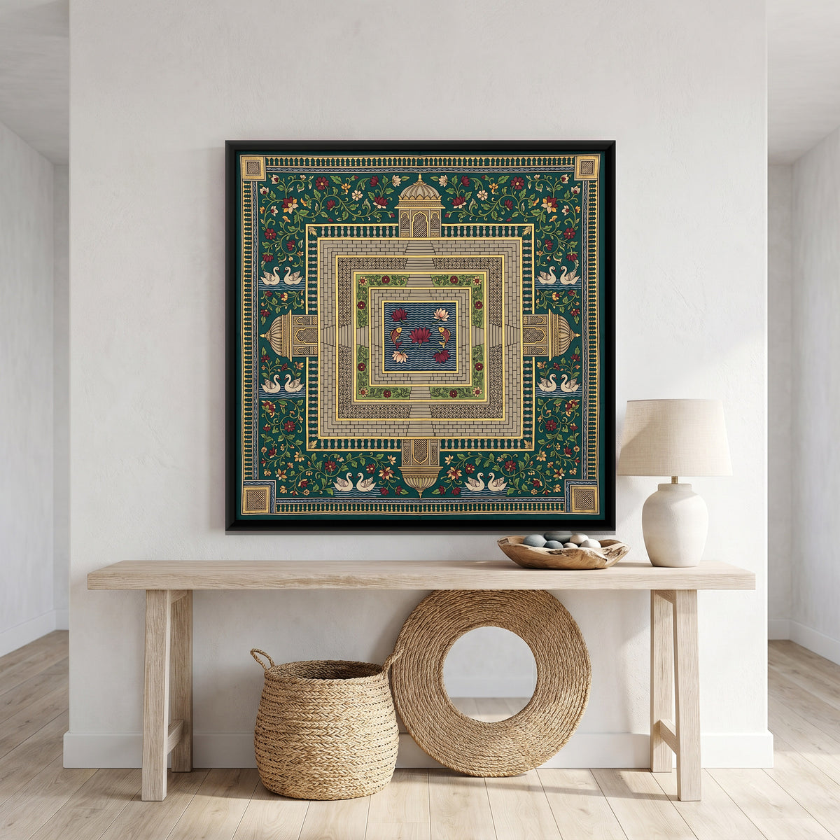 Square Stepwell - canvas art shown in a second room setting