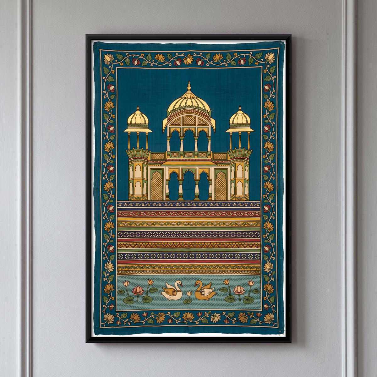 Domed Pavilion on the Ghat - framed canvas art hung on a wall