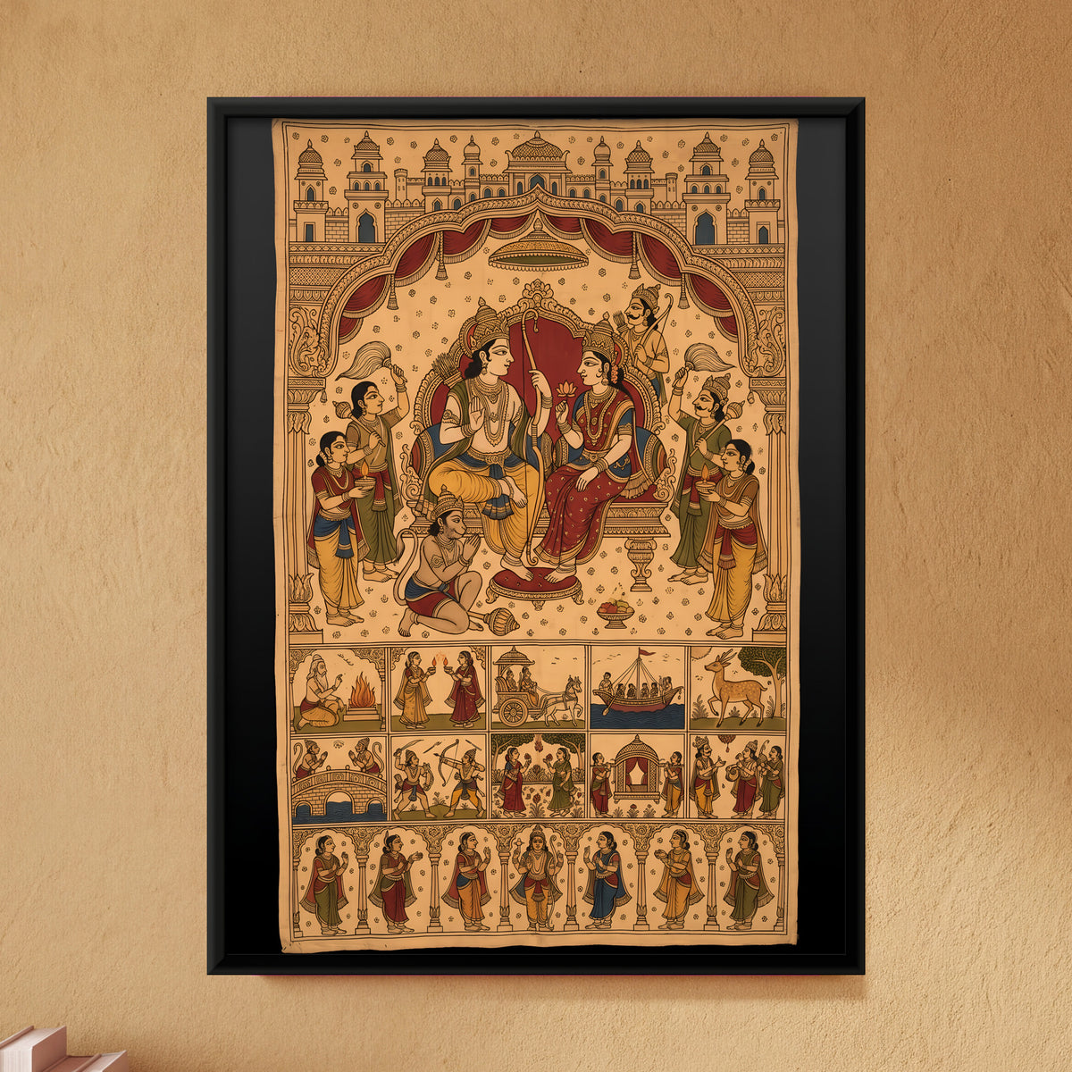 Rama Darbar - framed canvas art hung on a wall
