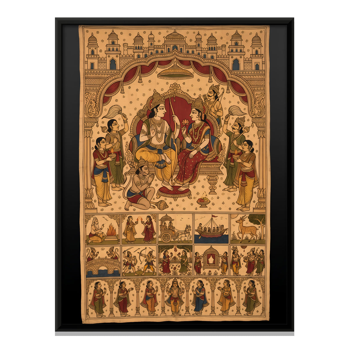 Rama Darbar - framed canvas print, front view