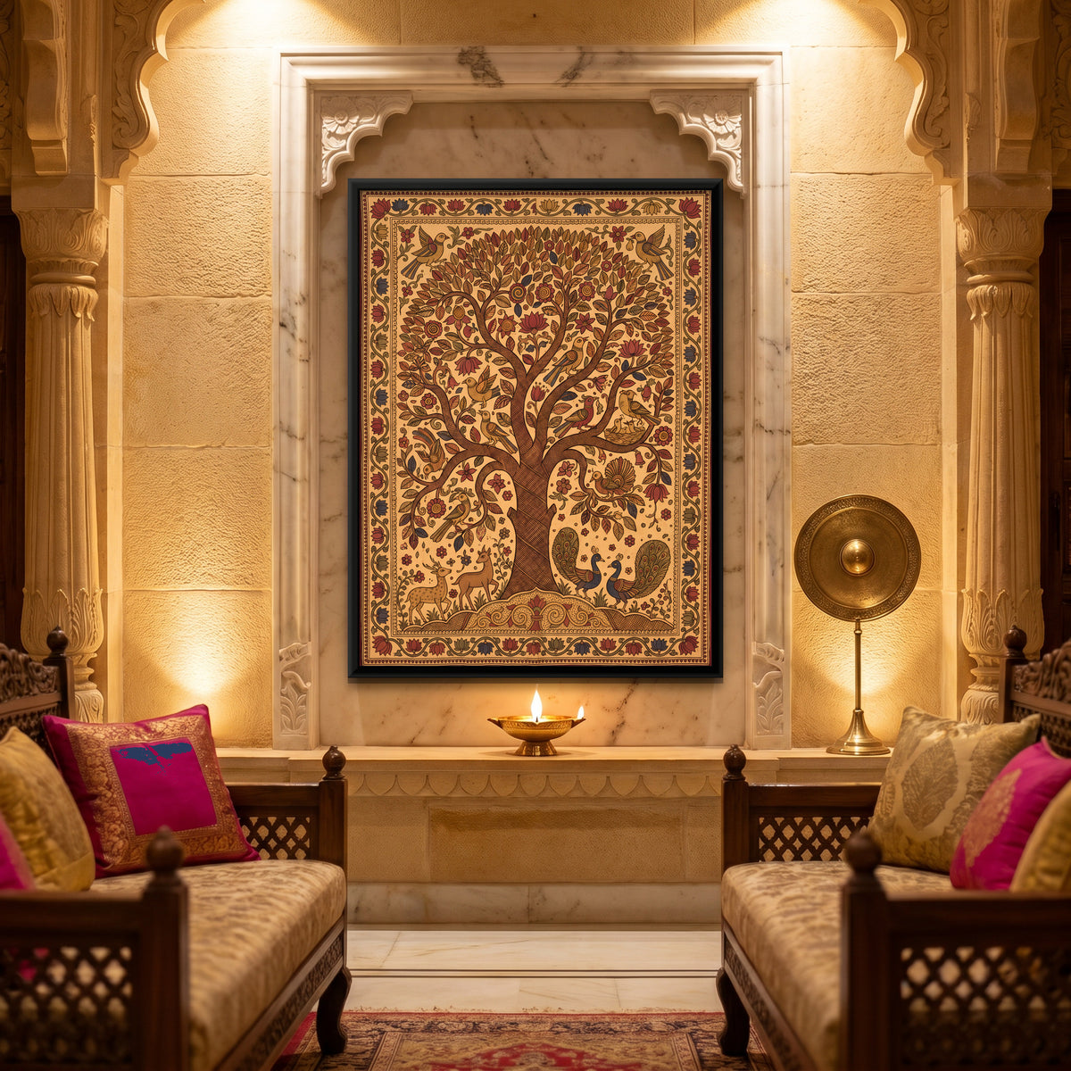 Tree of Life - canvas art shown in a styled room