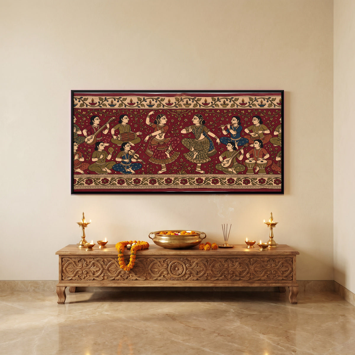 Dancers and Musicians - canvas art shown in a styled room