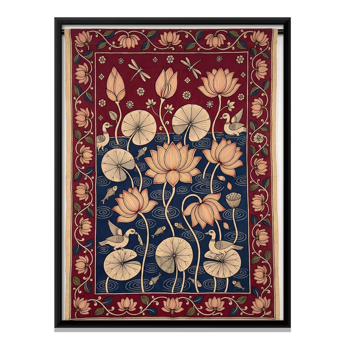 Lotus Pond - framed canvas print, front view